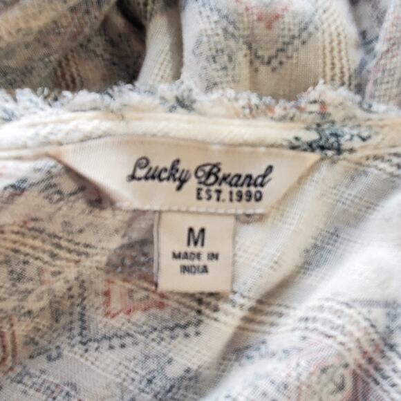 Lucky Brand Crochet Size M button down back, 3/4 sleeves GUC - Picture 9 of 10